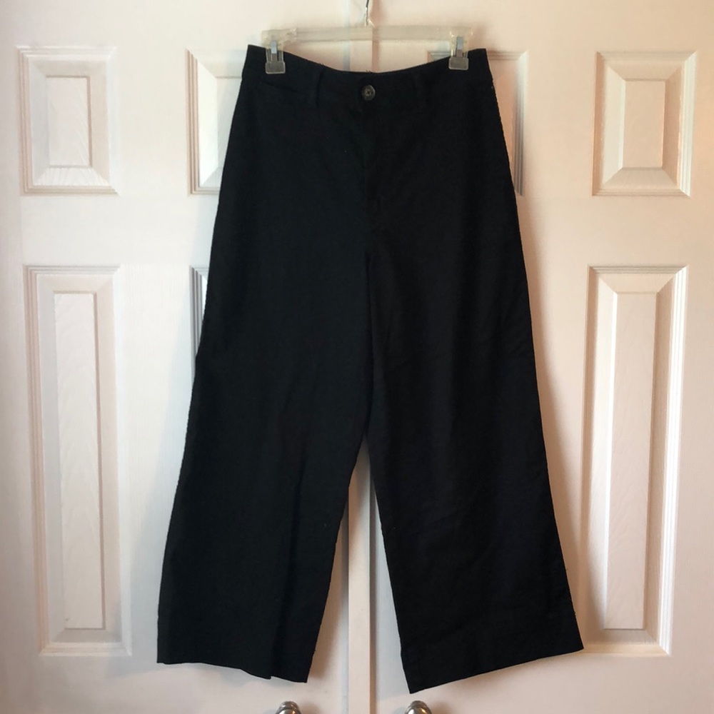 H&M high waisted cropped wide leg black pants